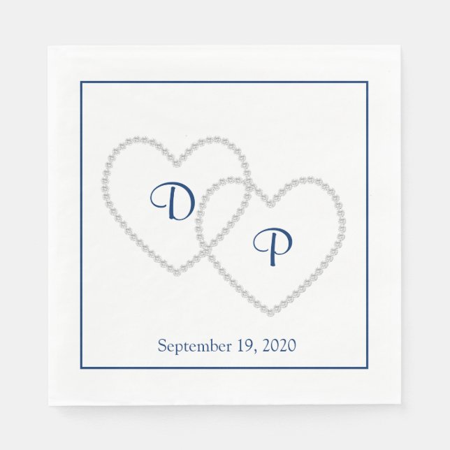 Serviette En Papier Mariage deux coeurs papier serviettes (Devant)