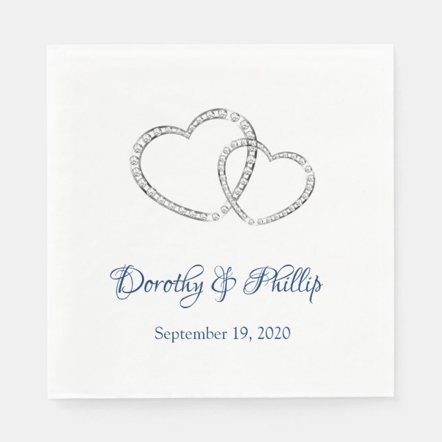 Serviette En Papier Mariage deux coeurs papier serviettes (Devant)