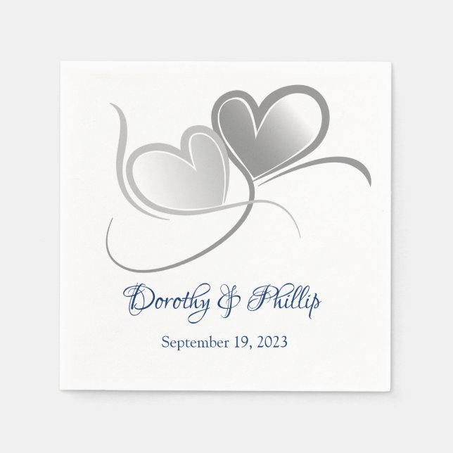 Serviette En Papier Mariage deux coeurs papier serviettes (Devant)