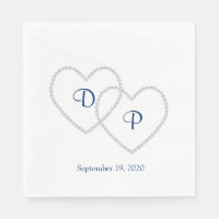 Mariage deux coeurs papier serviettes