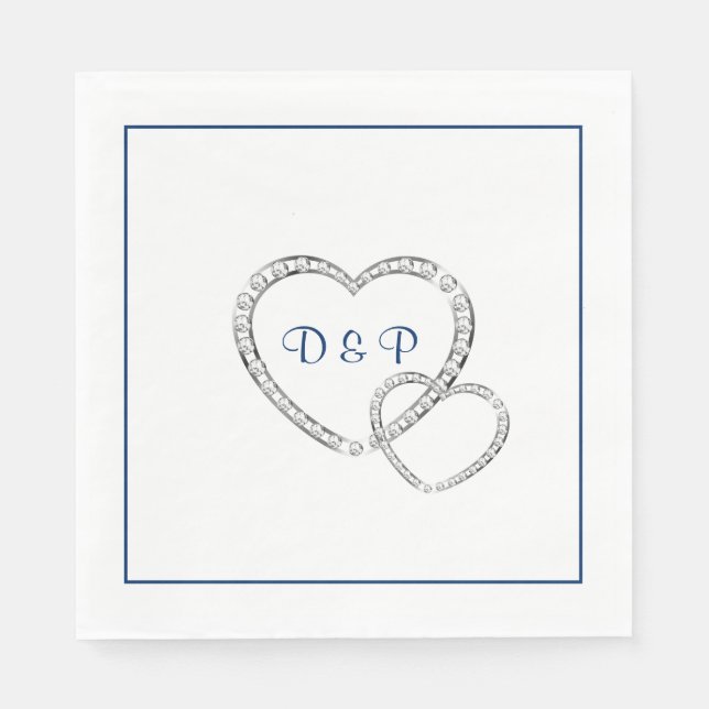 Serviette En Papier Mariage deux coeurs papier serviettes (Devant)