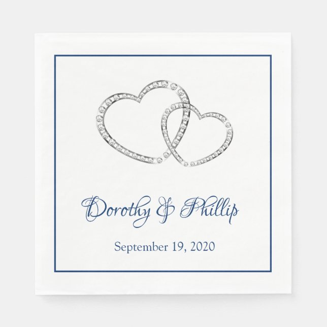 Serviette En Papier Mariage deux coeurs papier serviettes (Devant)