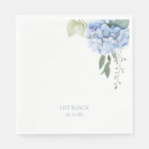 Serviette En Papier Mariage d'événement Chic Blue and White Blue Hydra