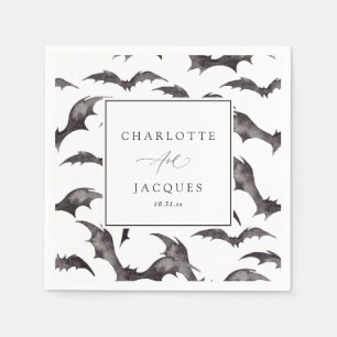 Serviette En Papier Mariage d'Halloween chauves-souris - Blanc