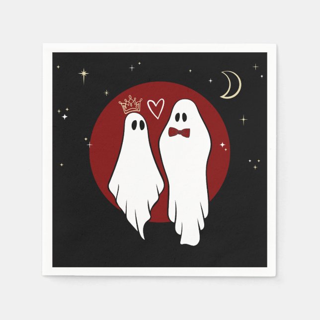 Serviette En Papier Mariage d'Halloween des Âmes Sœurs Rouges (Devant)