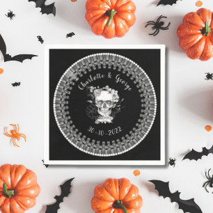 Serviette En Papier Mariage d'Halloween noir blanc gothique