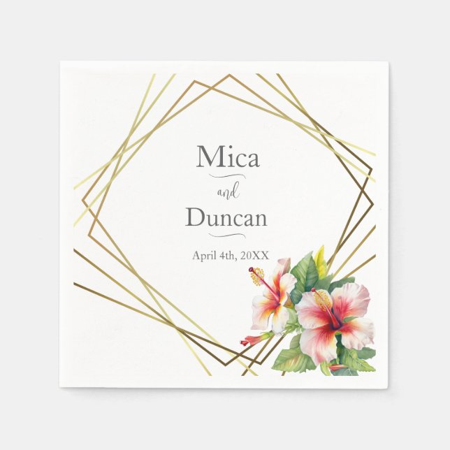 Serviette En Papier Mariage d'Hibiscus tropical (Devant)