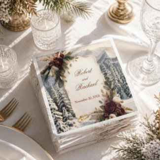 Serviette En Papier Mariage d'hiver de luxe