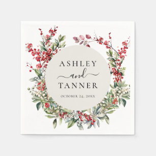 Serviette En Papier Mariage d'hiver de Noël Floral Élégant