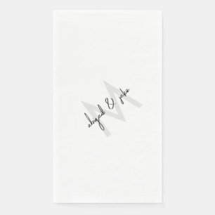 Serviette En Papier Mariage diagonal de monogramme et de noms de coupl