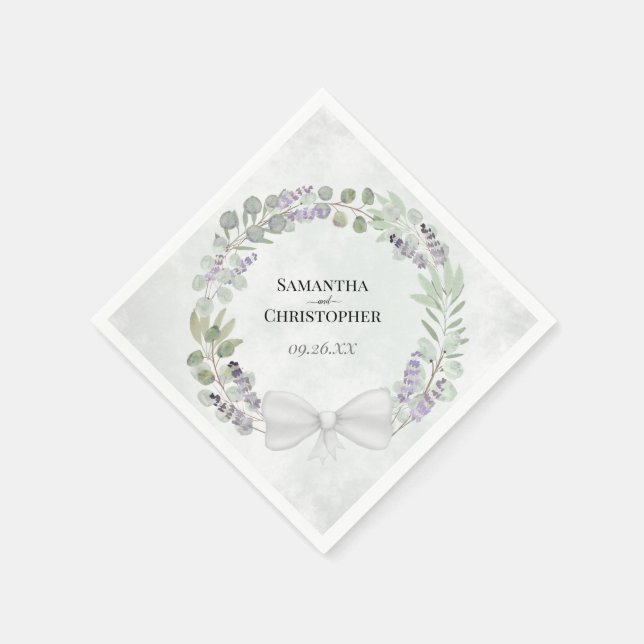 Serviette En Papier Mariage diagonal Eucalyptus & Lavender Wreath (Coin)