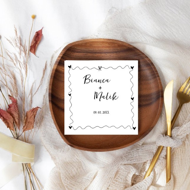 Serviette En Papier Mariage d'illustration noir Scribble dessiné à la  (Créateur téléchargé)