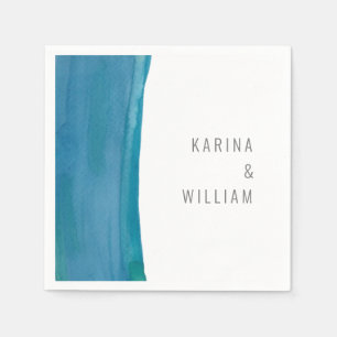 Serviette En Papier Mariage d'onde bleu gras