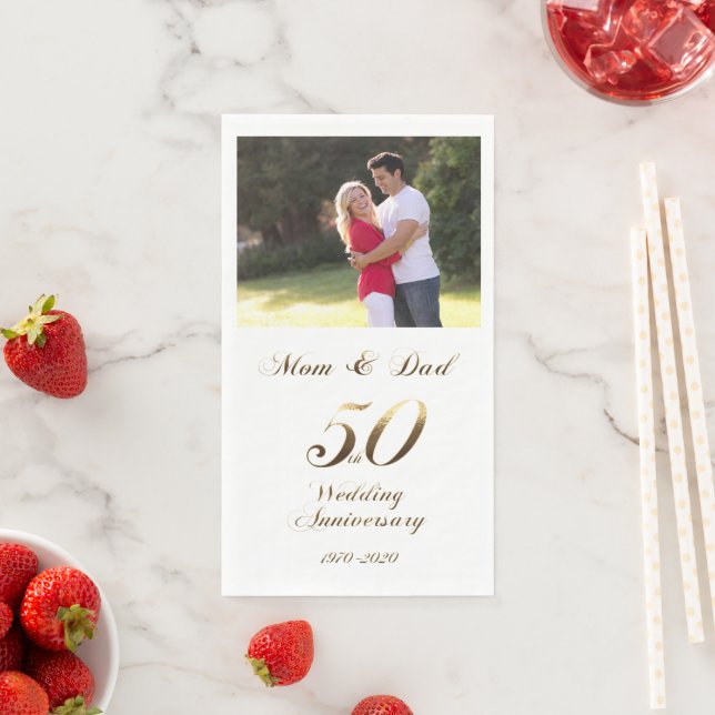 Serviette En Papier Mariage d'or 50e anniversaire Parents (En situation)