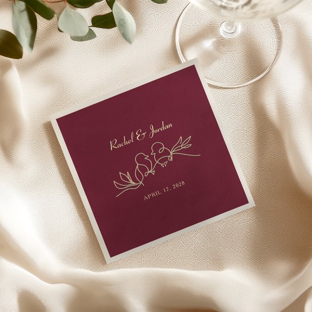 Serviette En Papier Mariage doré romantique de Bourgogne (Créateur téléchargé)