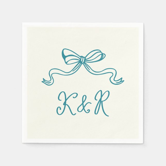 Serviette En Papier Mariage double Monogramme à main blanche (Devant)
