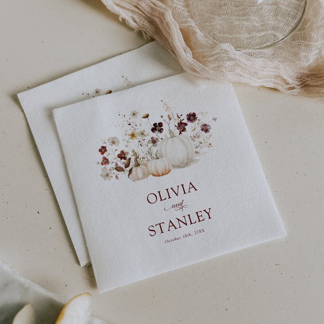 Serviette En Papier Mariage du Citrouille Fleur sauvage Rustic Fall (Créateur téléchargé)