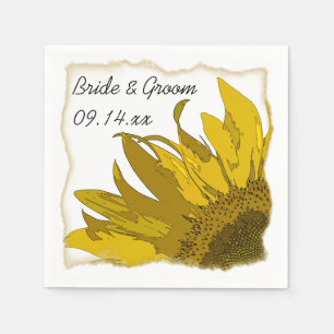 Serviette En Papier Mariage du coin du tournesol jaune