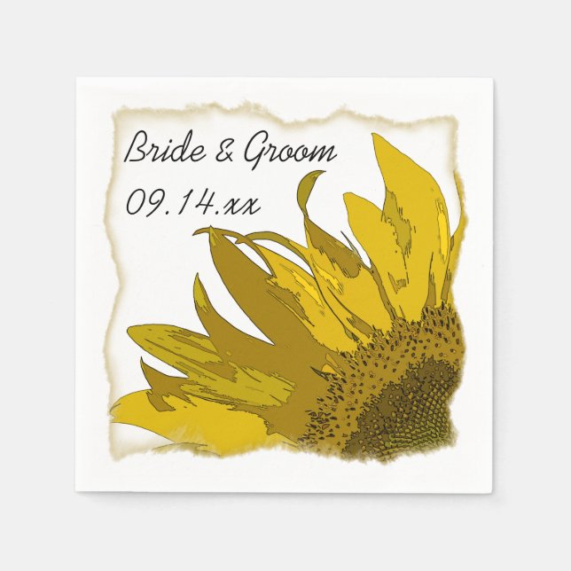Serviette En Papier Mariage du coin du tournesol jaune (Devant)
