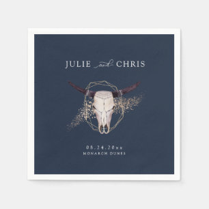 Serviette En Papier Mariage du crâne Boho Chic Steer