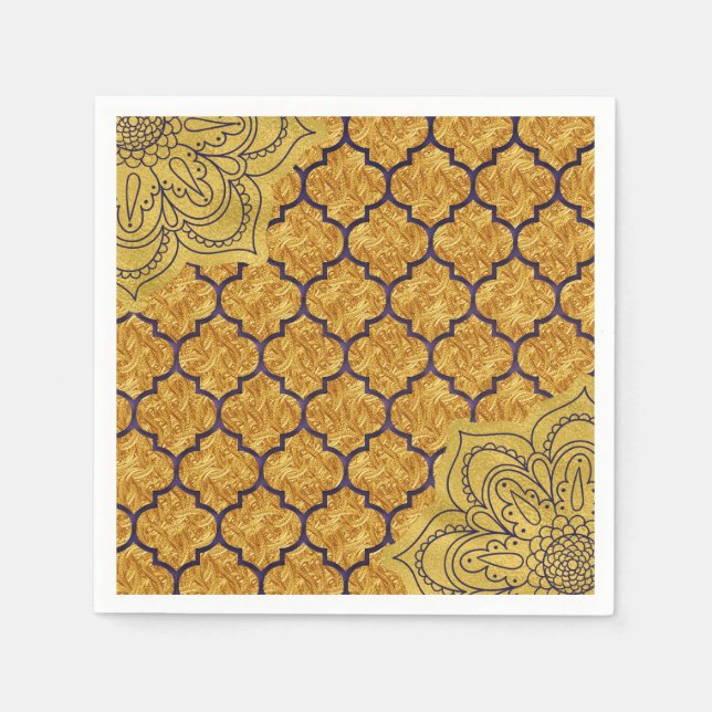 Serviette En Papier Mariage du parti royal indien Purple Gold Elegant (Devant)
