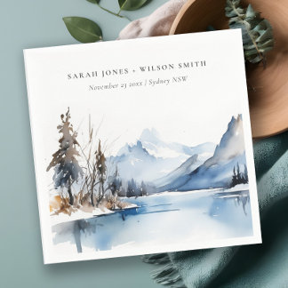 Serviette En Papier Mariage du paysage de neige hivernale du lac Mount
