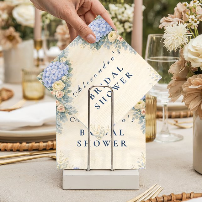 Serviette En Papier Mariage Dusty Blue Hydrangea Jardin (Créateur téléchargé)