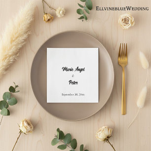 Serviette En Papier Mariage Élégant à la Typographie Minimaliste