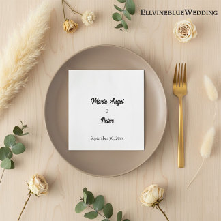 Serviette En Papier Mariage Élégant à la Typographie Minimaliste