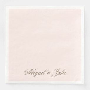 Serviette En Papier Mariage élégant à l'écriture personnalisée Or Rose