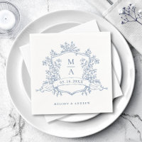 Mariage Élégant à Monogrammes avec Crête Florale B