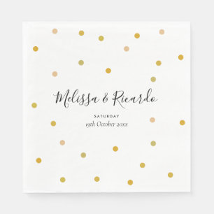 Serviette En Papier Mariage élégant à pois dorés