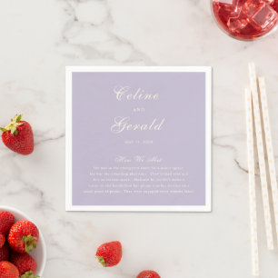 Serviette En Papier Mariage Élégant au Lilas Classique