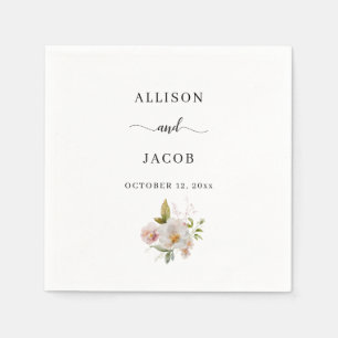 Serviette En Papier Mariage Élégant aux Fleurs Sauvages