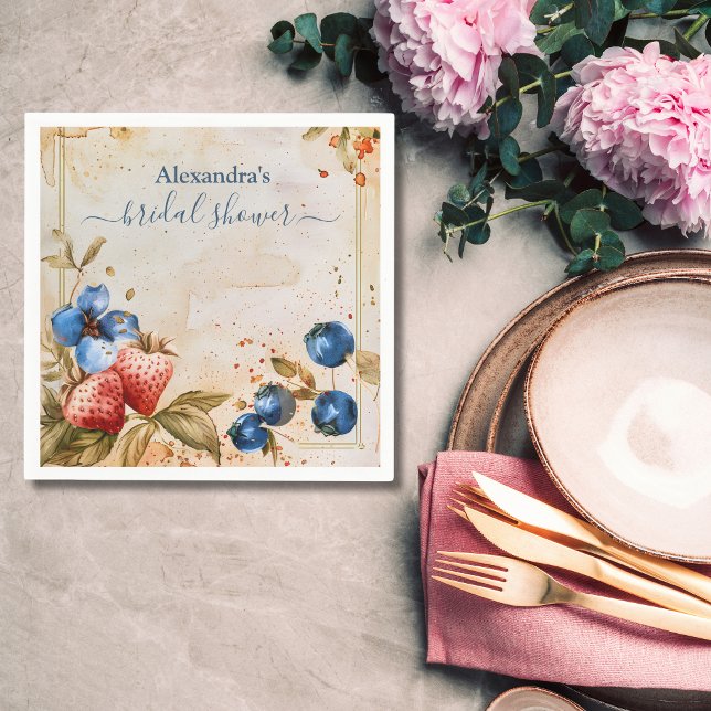 Serviette En Papier Mariage Élégant aux Fruits Rouges et Sucrés de Fra (Créateur téléchargé)