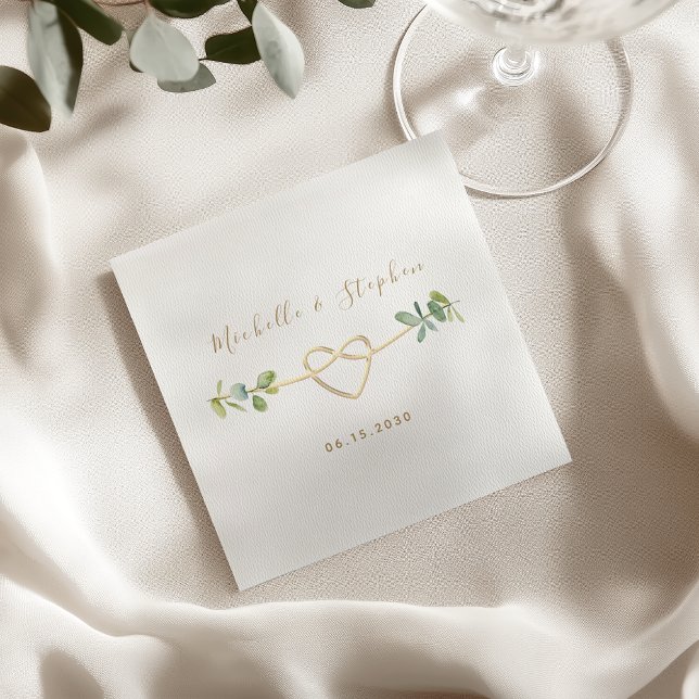 Serviette En Papier Mariage Élégant avec Verdure d'Eucalyptus (Créateur téléchargé)
