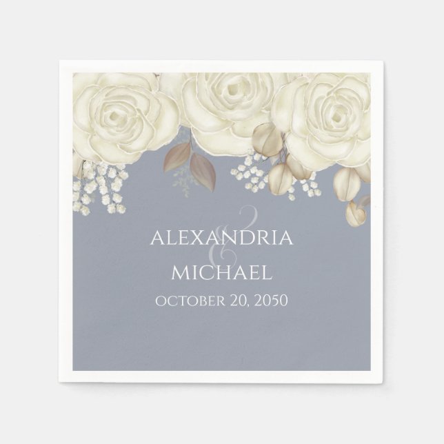 Serviette En Papier Mariage Elegant Boho Floral (Devant)