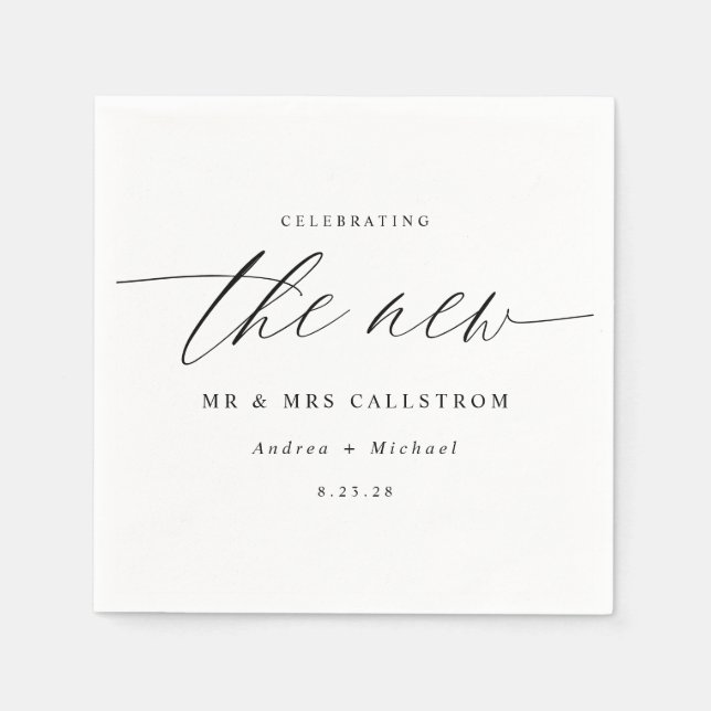 Serviette En Papier Mariage Élégant Calligraphie Moderne (Devant)