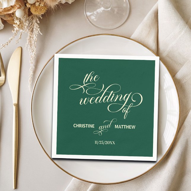 Serviette En Papier Mariage élégant calligraphié sarcelle (Créateur téléchargé)