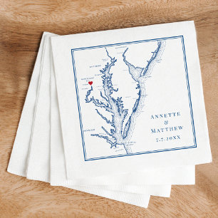 Serviette En Papier Mariage élégant carte bleu marine de Washington DC