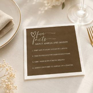 Serviette En Papier Mariage Élégant Chocolat Brun Faits Amusants