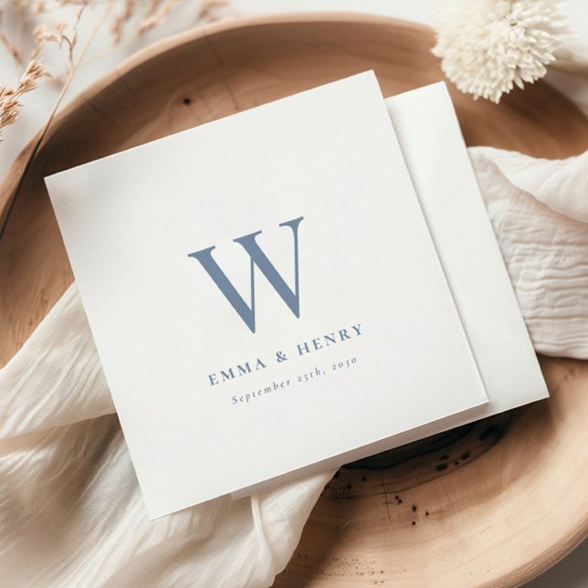 Serviette En Papier Mariage Élégant Classique Initiale du Nom de Famil (Créateur téléchargé)