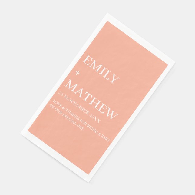 SERVIETTE EN PAPIER MARIAGE ÉLÉGANT CLASSIQUE MODERNE PERSONNALISÉ DE  (Coin)