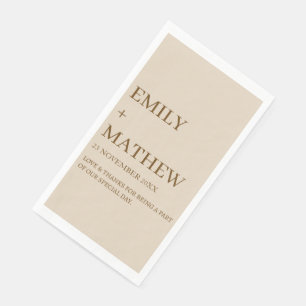 SERVIETTE EN PAPIER MARIAGE ÉLÉGANT CLASSIQUE MODERNE PERSONNALISÉ DE 