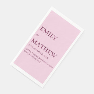 SERVIETTE EN PAPIER MARIAGE ÉLÉGANT CLASSIQUE MODERNE PERSONNALISÉ STY