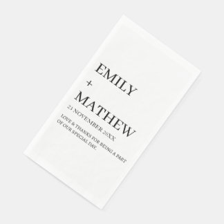 SERVIETTE EN PAPIER MARIAGE ÉLÉGANT CLASSIQUE MODERNE PERSONNALISÉ STY