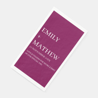 SERVIETTE EN PAPIER MARIAGE ÉLÉGANT CLASSIQUE MODERNE PERSONNALISÉ STY