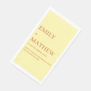 SERVIETTE EN PAPIER MARIAGE ÉLÉGANT CLASSIQUE MODERNE PERSONNALISÉ STY