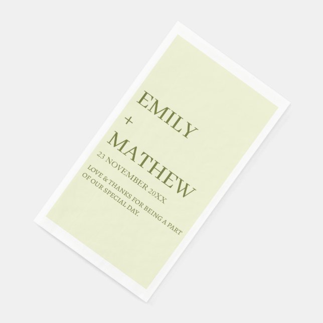 SERVIETTE EN PAPIER MARIAGE ÉLÉGANT CLASSIQUE PERSONNALISÉ MODERNE CHI (Coin)