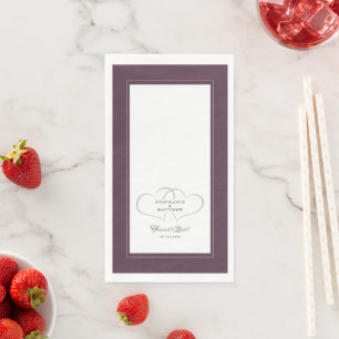 Serviette En Papier Mariage élégant Coeurs chic pourpre pour toujours